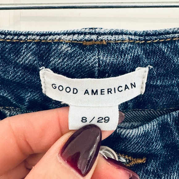 Good American Dark Blue Cropped Straight Leg Jeans - Picture 4 of 9